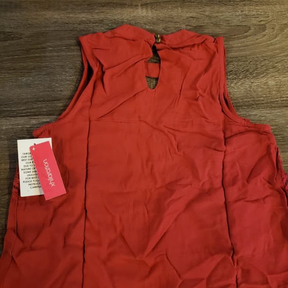 NEW! Cutout Sheer-Neck Shift Crimson Red Dress - Picture 5 of 5